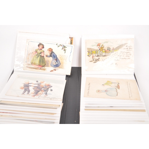 463 - Postcards of artist drawn children. Collection (approx. 260) in three albums. Variety of artists and... 