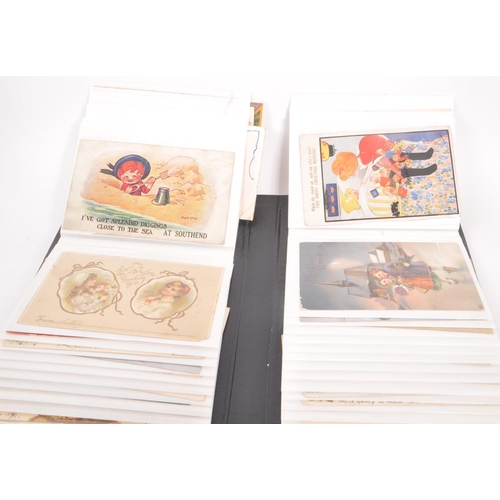 463 - Postcards of artist drawn children. Collection (approx. 260) in three albums. Variety of artists and... 