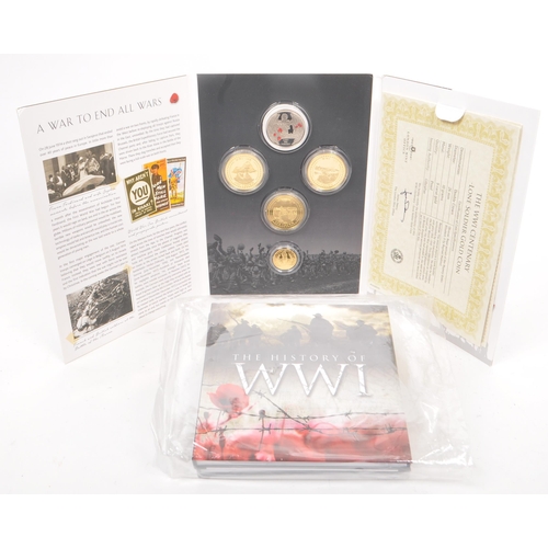 466 - London Mint - A War To End All Wars commemorative coin / medal pack. The collection including four g... 