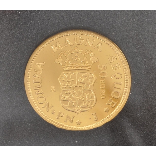 478 - A 2018 Spanish Gold Escudos 150th Anniversary 1 Escudo coin. The coin in slab. With original packagi... 