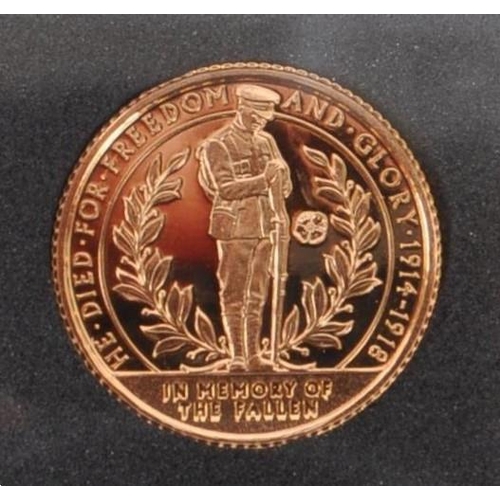 479 - A 2017 Gibraltar issued Gold Remembrance Quarter Sovereign coin. The coin in slab. With original pac... 