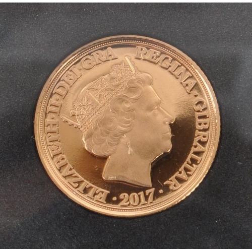 483 - A 2017 Gibraltar issued Gold Half Sovereign coin. The coin in slab. With original packaging and cert... 