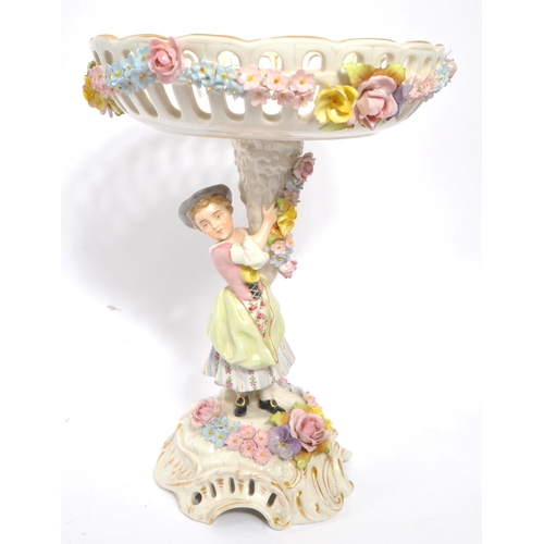 51 - Plaue Schierholz - An early 20th Century German porcelain compote / centrepiece having round basket ... 