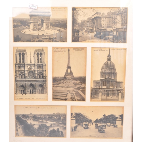 531 - A collection of frame and glazed early 20th century monochrome London & Paris landmark postcards. In... 