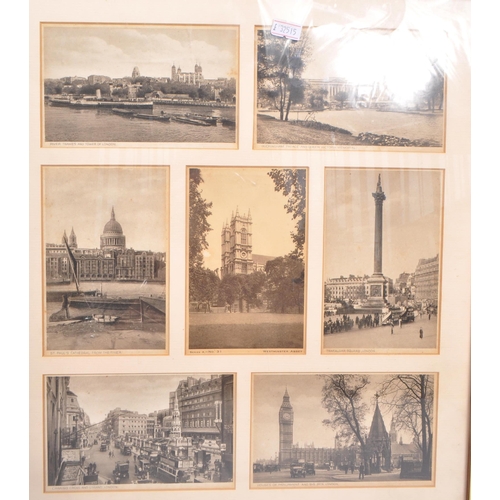 531 - A collection of frame and glazed early 20th century monochrome London & Paris landmark postcards. In... 