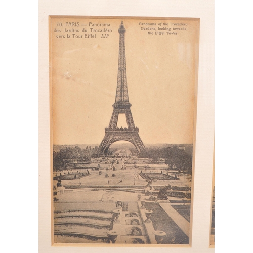 531 - A collection of frame and glazed early 20th century monochrome London & Paris landmark postcards. In... 