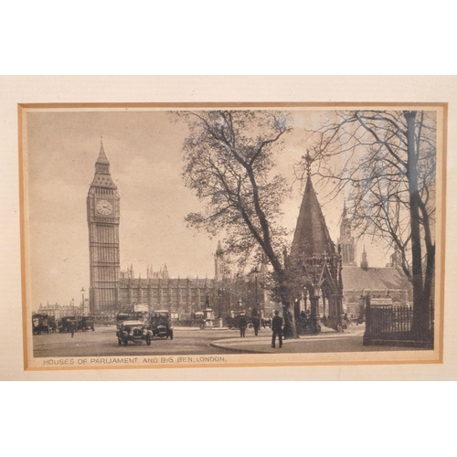 531 - A collection of frame and glazed early 20th century monochrome London & Paris landmark postcards. In... 