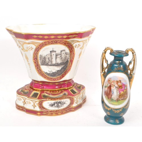 60 - Two early 20th Century continental china porcelain items to include a Austrian / Vienna style twin h... 