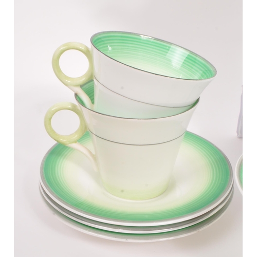 68 - Shelley - Art Deco mid 20th century porcelain tea service set. Regency shape comprising of teapot, c... 