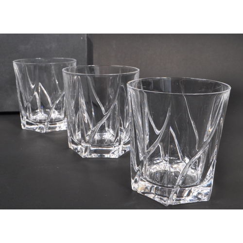 7 - Thomas Webb - A box of lead cut crystal glass whisky tumblers. A set of six with swirl design glasse... 