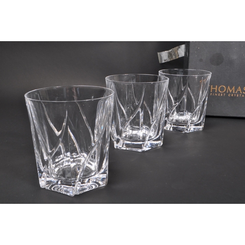 7 - Thomas Webb - A box of lead cut crystal glass whisky tumblers. A set of six with swirl design glasse... 