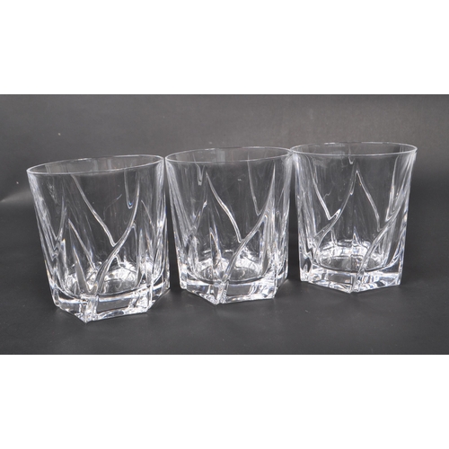 7 - Thomas Webb - A box of lead cut crystal glass whisky tumblers. A set of six with swirl design glasse... 