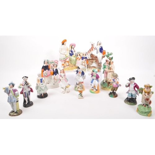 71 - A large collection of 19th century Victorian and later Staffordshire style ceramic figures. The coll... 