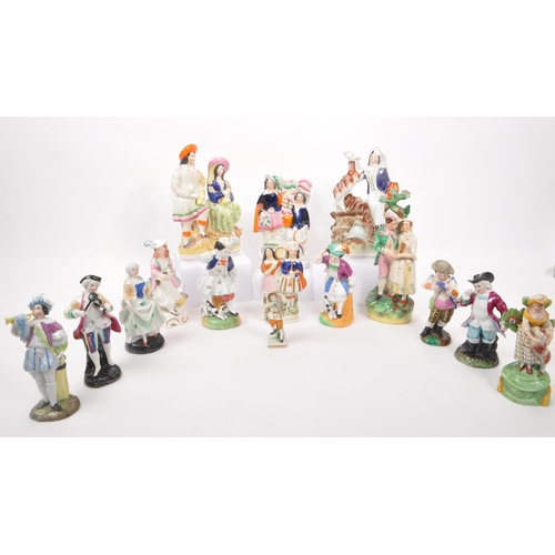 71 - A large collection of 19th century Victorian and later Staffordshire style ceramic figures. The coll... 