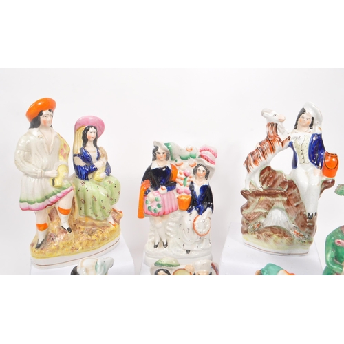 71 - A large collection of 19th century Victorian and later Staffordshire style ceramic figures. The coll... 