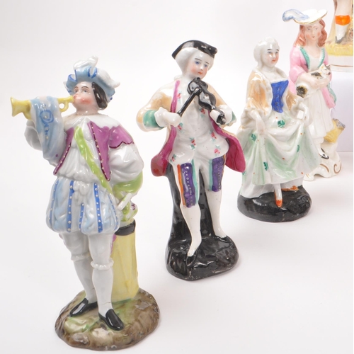 71 - A large collection of 19th century Victorian and later Staffordshire style ceramic figures. The coll... 