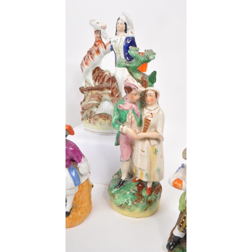 71 - A large collection of 19th century Victorian and later Staffordshire style ceramic figures. The coll... 