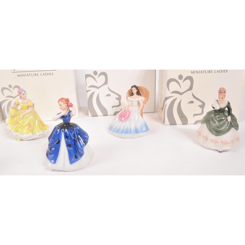 72 - Royal Doulton - A collection of nine china porcelain Royal Doulton ' Miniature Ladies ' figurines co... 