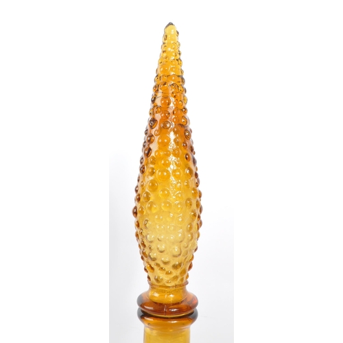 8 - Genie Bottle - A retro Italian Empoli studio art glass bottle / decanter having a hobnail type textu... 