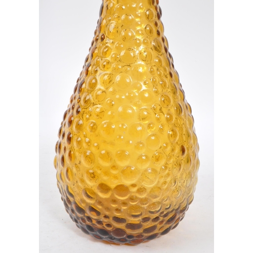 8 - Genie Bottle - A retro Italian Empoli studio art glass bottle / decanter having a hobnail type textu... 