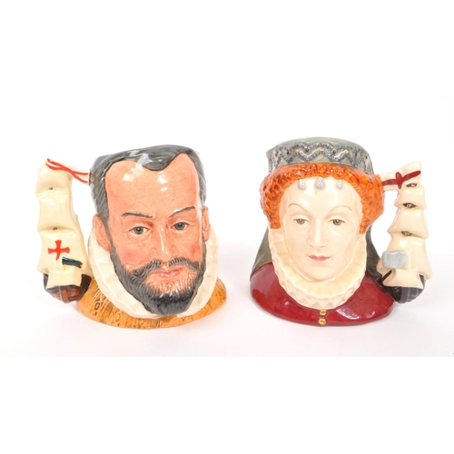 93 - Royal Doulton - A pair of small 20th Century ceramic Royal Doulton limited edition character jugs is... 