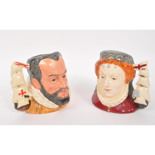 93 - Royal Doulton - A pair of small 20th Century ceramic Royal Doulton limited edition character jugs is... 