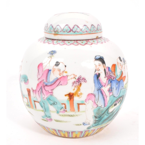 97 - Early 20th century circa 1920s porcelain Chinese ginger jar. With hand painted lid and body. Chinese... 