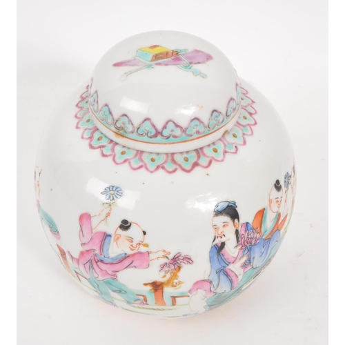 97 - Early 20th century circa 1920s porcelain Chinese ginger jar. With hand painted lid and body. Chinese... 