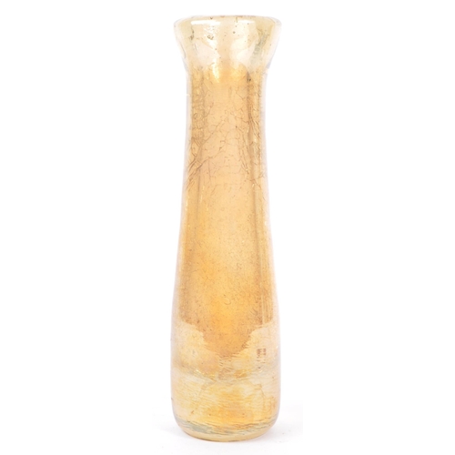 188 - A contemporary studio art glass bubble shattered effect table vase. With thick curved rim into a cir... 