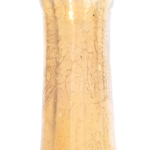 188 - A contemporary studio art glass bubble shattered effect table vase. With thick curved rim into a cir... 