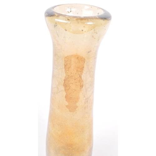 188 - A contemporary studio art glass bubble shattered effect table vase. With thick curved rim into a cir... 