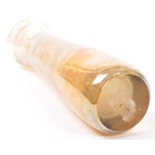 188 - A contemporary studio art glass bubble shattered effect table vase. With thick curved rim into a cir... 