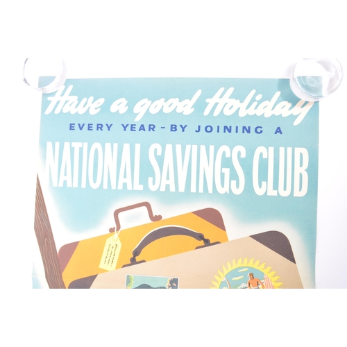 440 - A vintage mid 20th century circa 1950s National Savings Club advertisement poster. The poster with s... 