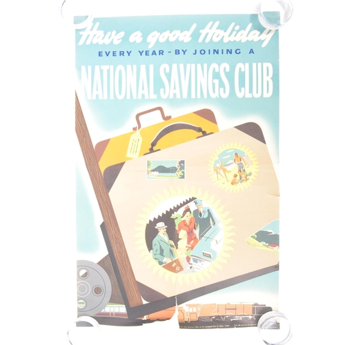 440 - A vintage mid 20th century circa 1950s National Savings Club advertisement poster. The poster with s... 