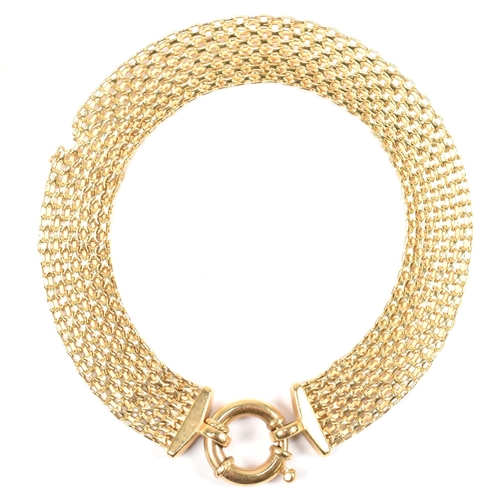 112 - A hallmarked 9ct gold mesh link bracelet. The mesh link bracelet having a senorita clasp. The bracel... 