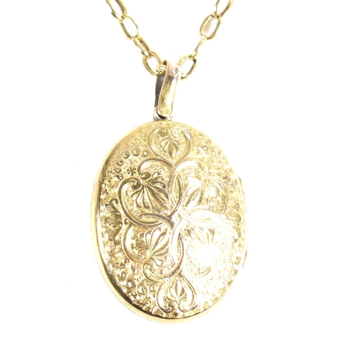 131 - An 19th century gold and seed pearl buckle locket pendant necklace. The 9ct yellow gold cable chain ... 