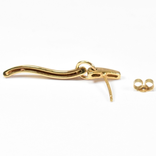 145 - A pair of hallmarked 9ct gold pendant earrings. The 9ct gold pendant earrings having straight posts ... 