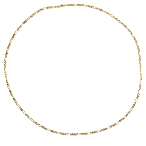 170 - A hallmarked 9ct gold Figaro chain necklace. The 9ct gold chain necklace hallmarked for London toget... 