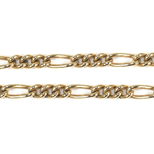 170 - A hallmarked 9ct gold Figaro chain necklace. The 9ct gold chain necklace hallmarked for London toget... 