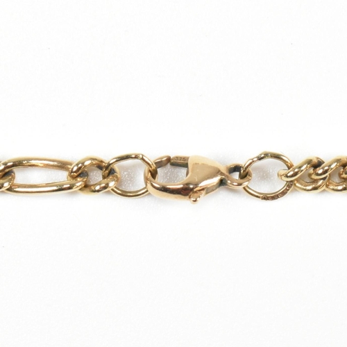 170 - A hallmarked 9ct gold Figaro chain necklace. The 9ct gold chain necklace hallmarked for London toget... 