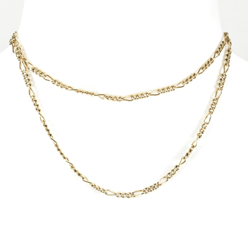 170 - A hallmarked 9ct gold Figaro chain necklace. The 9ct gold chain necklace hallmarked for London toget... 