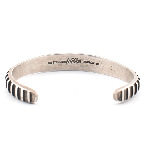 176 - An Anna Greta Eker Norwegian silver open cuff bangle. The Anna Greta Eker sterling silver open cuff ... 