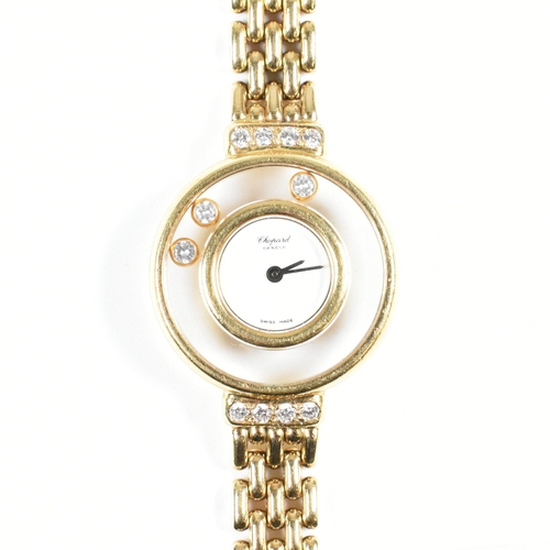 18 - A Chopard 18ct gold Happy Diamonds ladies wristwatch. The 18ct gold Chopard ladies wristwatch having... 