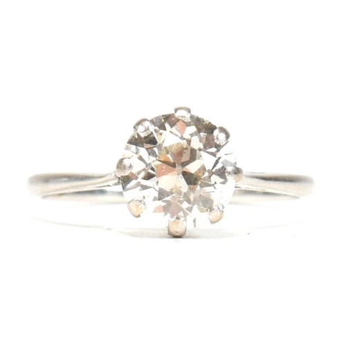 24A - A 1930s 18ct gold and diamond solitaire ring. The ring having an eight claw mounted old European cut... 