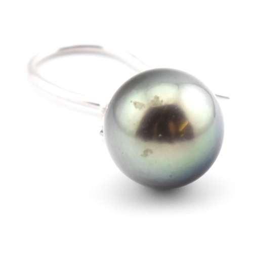 34 - A pair of 18ct white gold cultured pearl and diamond drop earrings. The pendant earrings having a ro... 