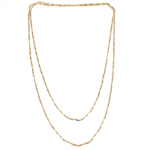 49 - A hallmarked 9ct gold twisted bar link chain necklace. The 9ct yellow gold chain necklace having twi... 