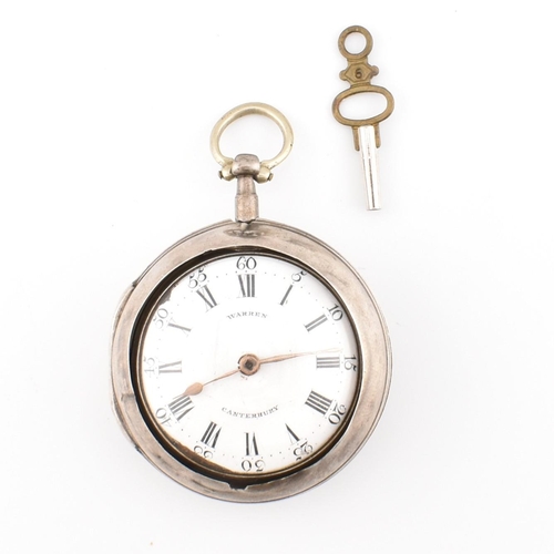 59 - A cased George III hallmarked silver Warren Canterbury pocket watch. The Warren Canterbury pocket wa... 