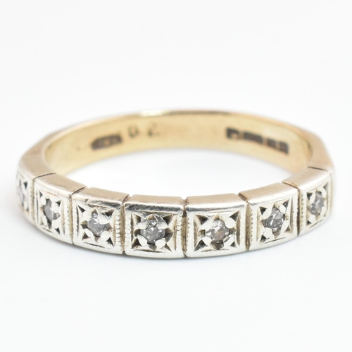 61 - A hallmarked 9ct gold and diamond half eternity ring. The 9ct yellow gold half eternity ring having ... 