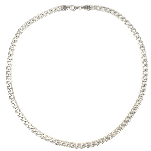 66 - A hallmarked 9ct white gold curb link chain necklace. The white gold curb link chain necklace hallma... 