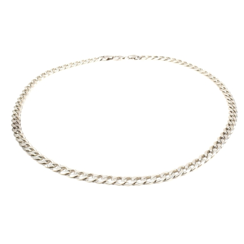 66 - A hallmarked 9ct white gold curb link chain necklace. The white gold curb link chain necklace hallma... 